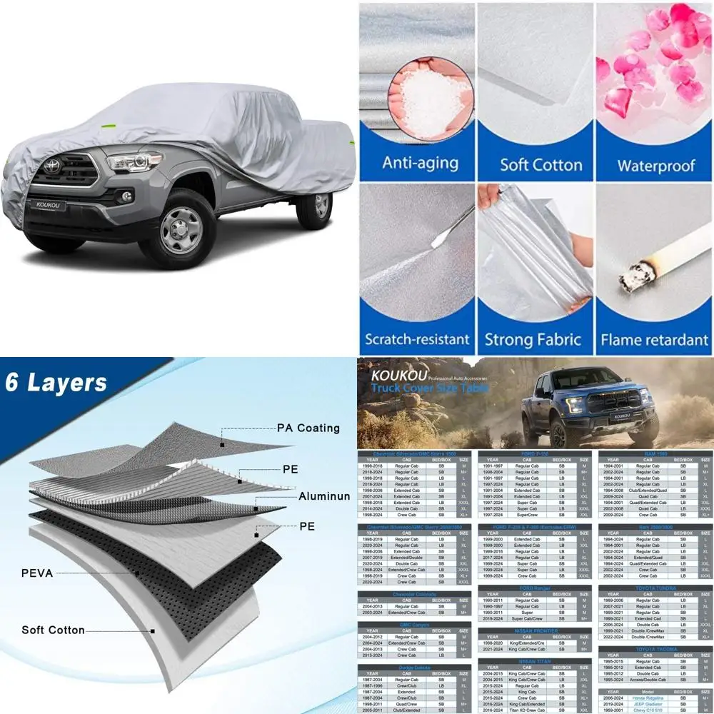 

Universal Waterproof Pickup Truck Cover - 6-Layer All-Weather Protection for Full-Size Trucks, Tailored Fit for Various Models