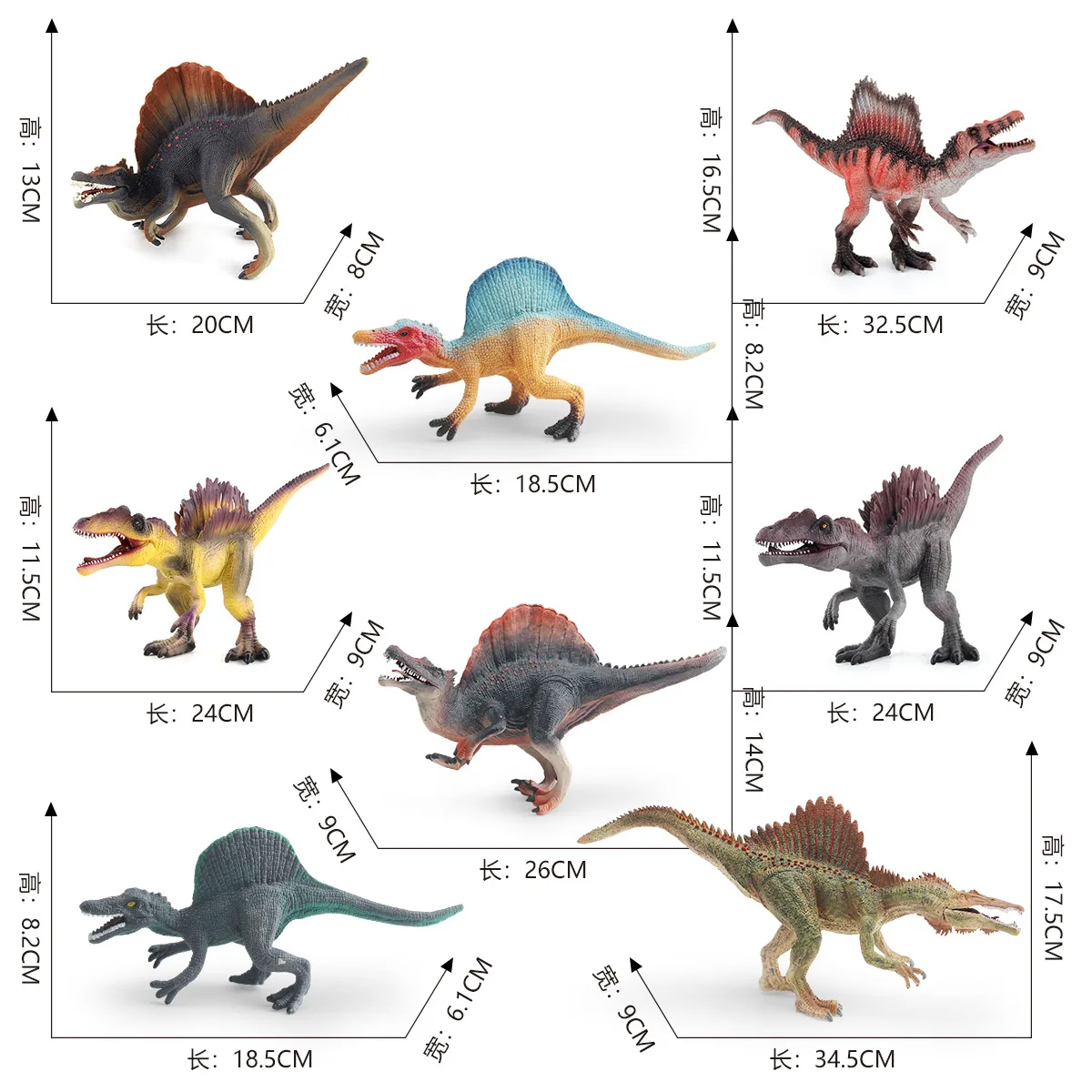 Mini Fake Jurassic Spinosaurus Dinosaur Model Algeria Realistic Spinosaurus Scene Statue Figurine Home Decor Decoration Craft