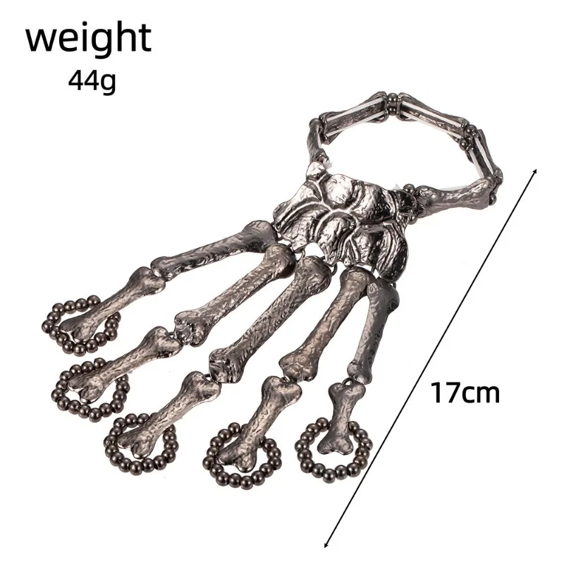 할로윈 과장된 금속 해골 해골 팔찌 유령 발톱 연결 손가락 팔찌 할로윈 쥬얼리