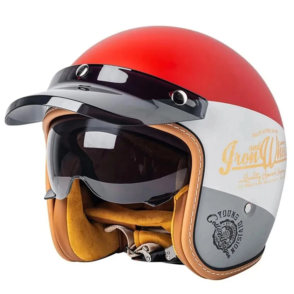 

Cycling Helmet Retro Helmet 3/4 Open Face Helmets Vintage DOT Certification Motocross Moto Helmet Half Face For Four Seasons