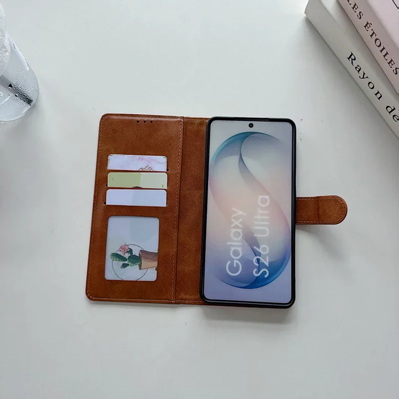 For Samsung Galaxy S26Ultra S22 S24 S23 S25 Plus FE A17 A37 A56 A57 Synthetic Leather Flip Card Slot All Inclusive Phone Case view 4