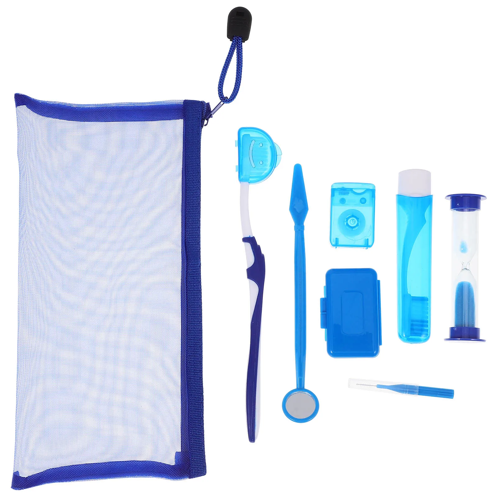 

1 set Oral Care Set Dental Tools Portable False Teeth Cleaner Daily Brush Bracket Wax GapBrush TravelBag Included