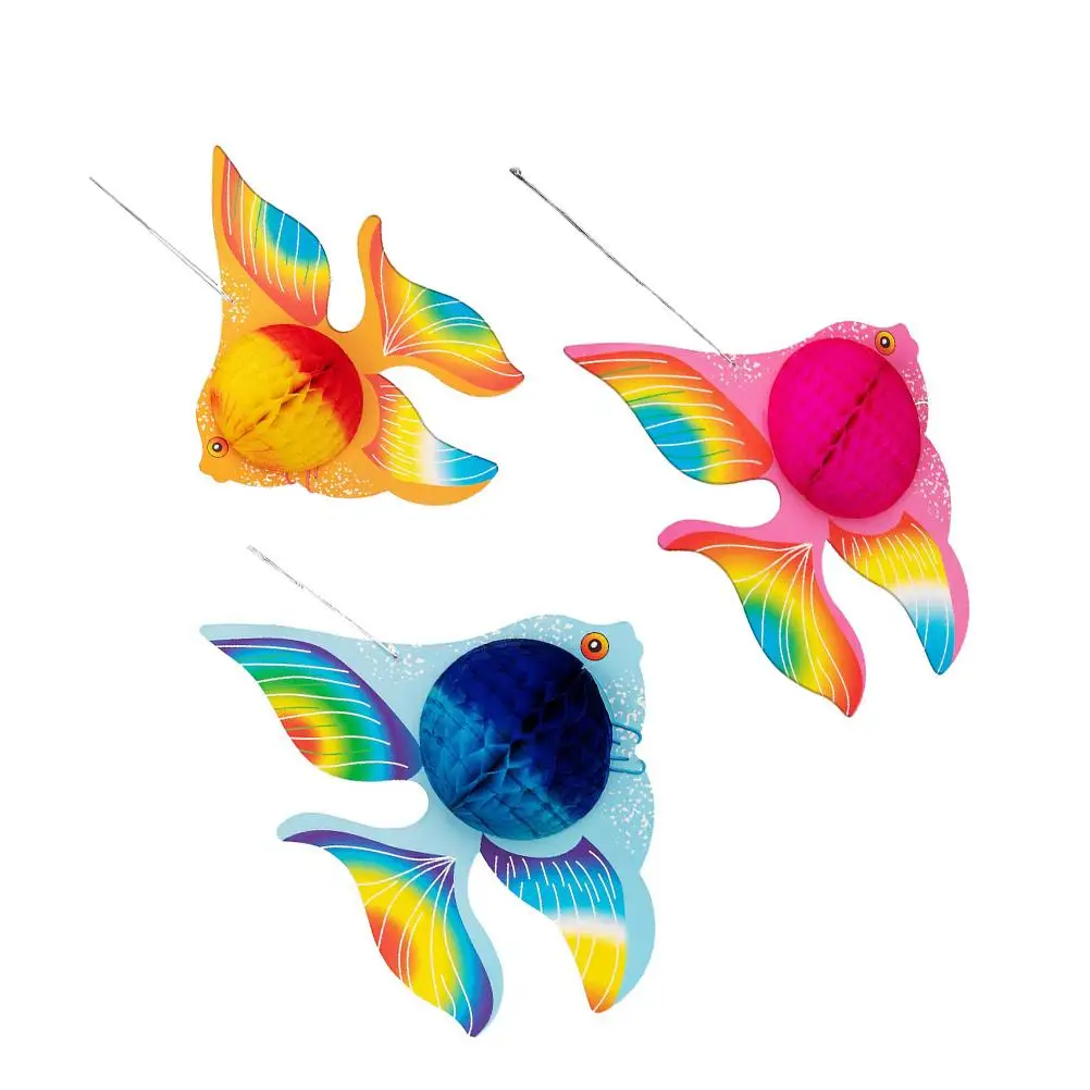 

Honeycomb Fish Decor 12Pcs Colorful Paper Hanging Ornaments for Party Restaurant Home Birthday DIY Accessories