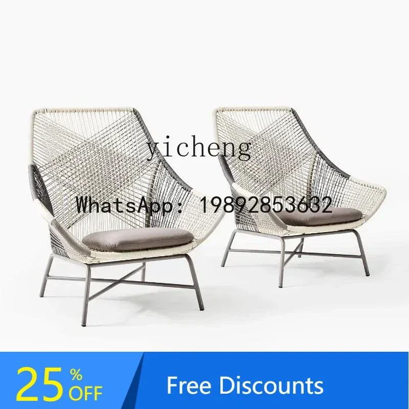 LYY الروطان الأثاث في الهواء الطلق الحديثة كرسي أريكة بسيط في الهواء الطلق شرفة حديقة فناء طاولة مقهى وكراسي الديكور #2