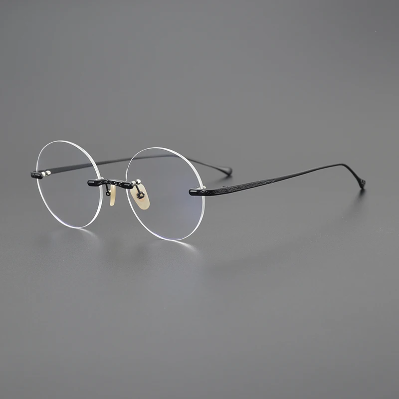 Handmade Retro Round Frameless Glasses Frame Men Women Ultra-light Titanium Rimless Eyeglasses Classic Circle Spectacles Eyewear