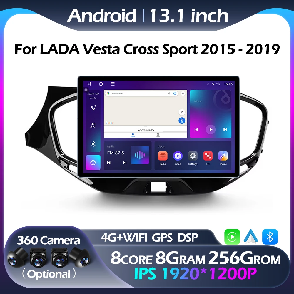 13.1Inch Car Radio For LADA Vesta Cross Sport 2015 - 2019 Multimedia Player GPS Navigation BT Carplay 4G Wifi Android Auto