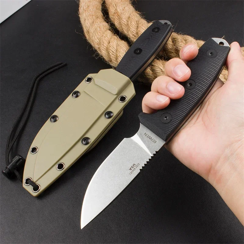 ESEE-3 Tactical Fixed Knife 9Cr18Mov Stone Washed Blade G10 Handle Outdoor Defense Knife Carrying Pocket Knife Scabbard