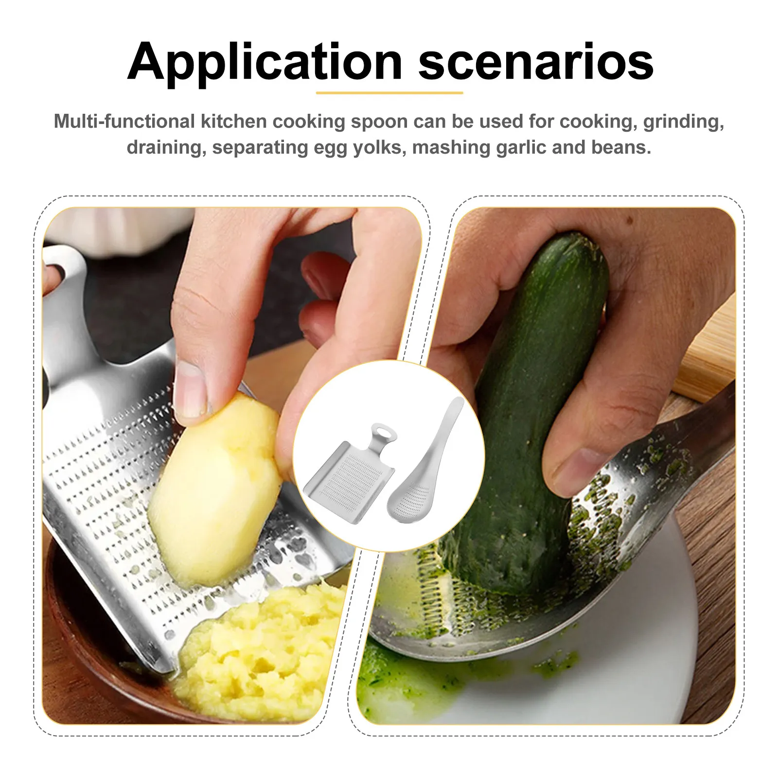 

Набор из 2-х ручных измельчителей для продуктов: лопатка-ложка из нержавеющей стали для чеснока, имбиря и овощей, кухонный инструмент для приготовления прикорма, барный прибор