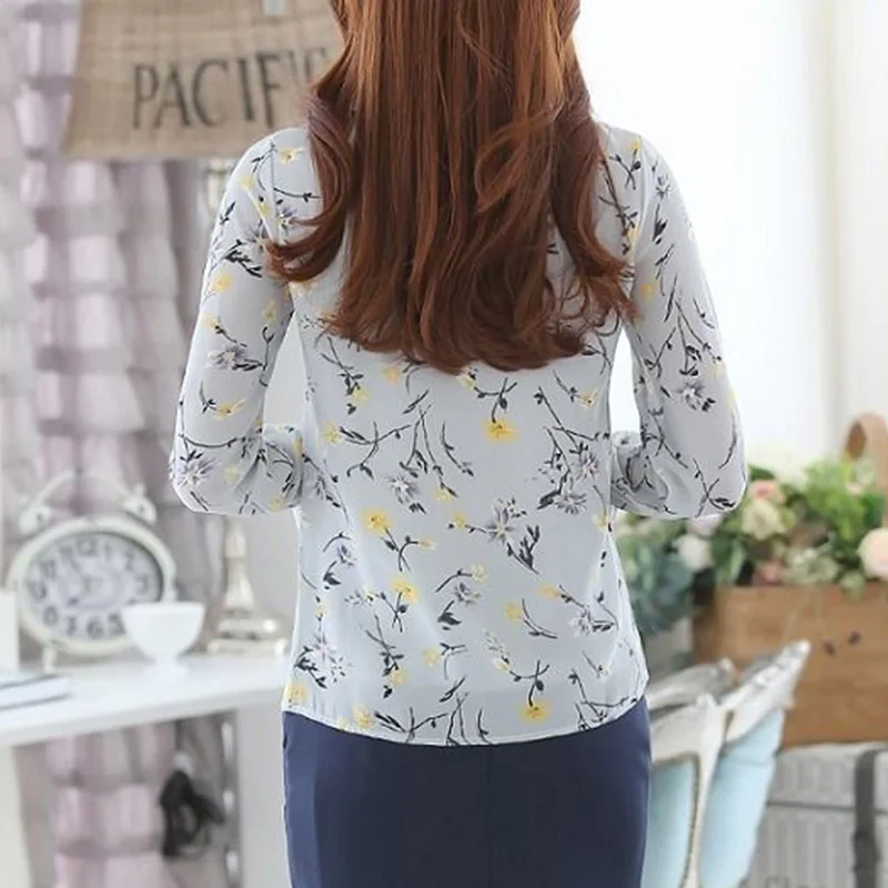 Prairie Chic Lacing Floral Printing Chiffon Blouses 2023 Women\'s Spring Summer Sweet Round Neck Long Sleeve Pullover Slim Shirt