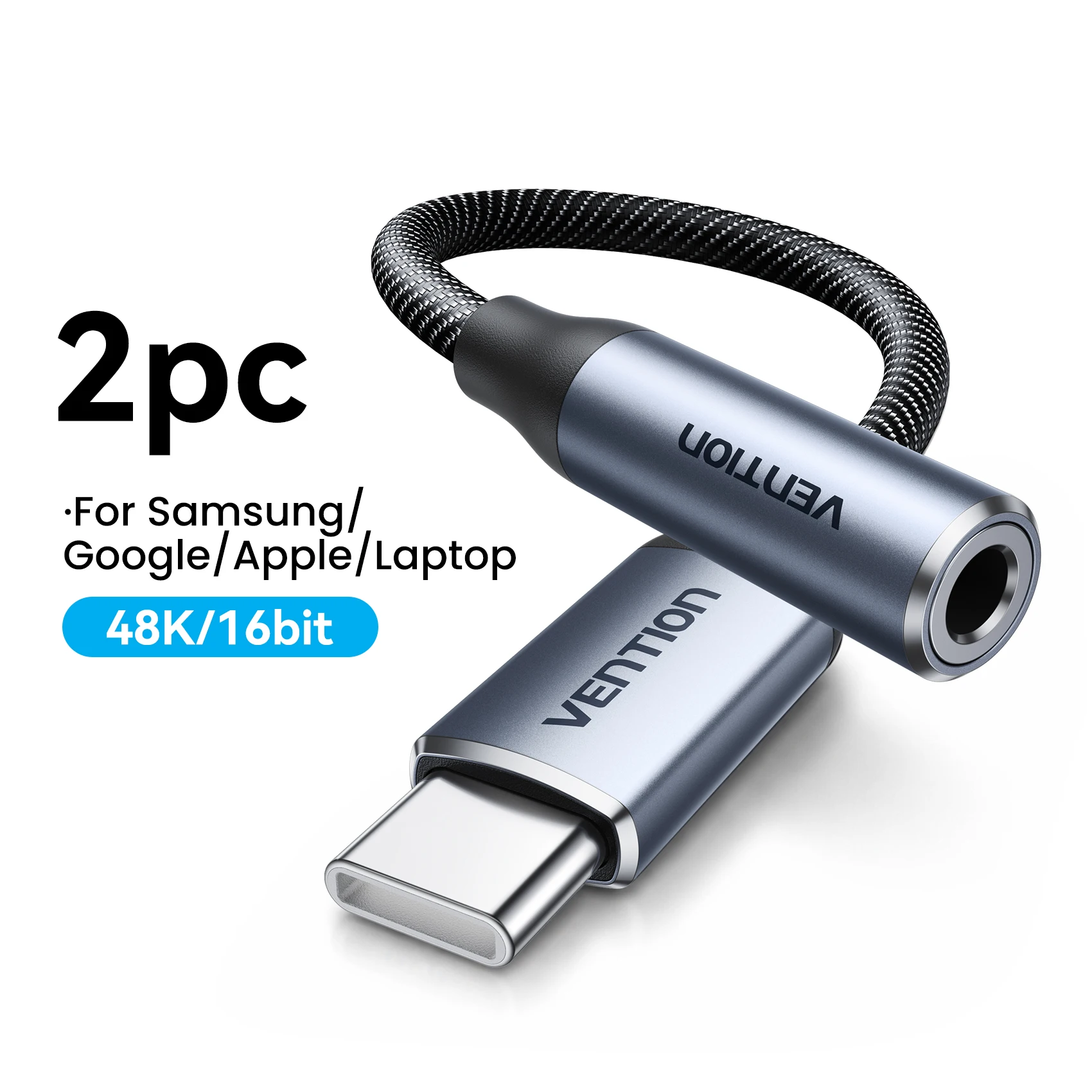 [2 Stück] Vention USB-C auf 3,5mm Klinke Kopfhöreradapter USB-C Kabel Audio-Adapter mit DAC für iPhone 17 16 15 Xiaomi