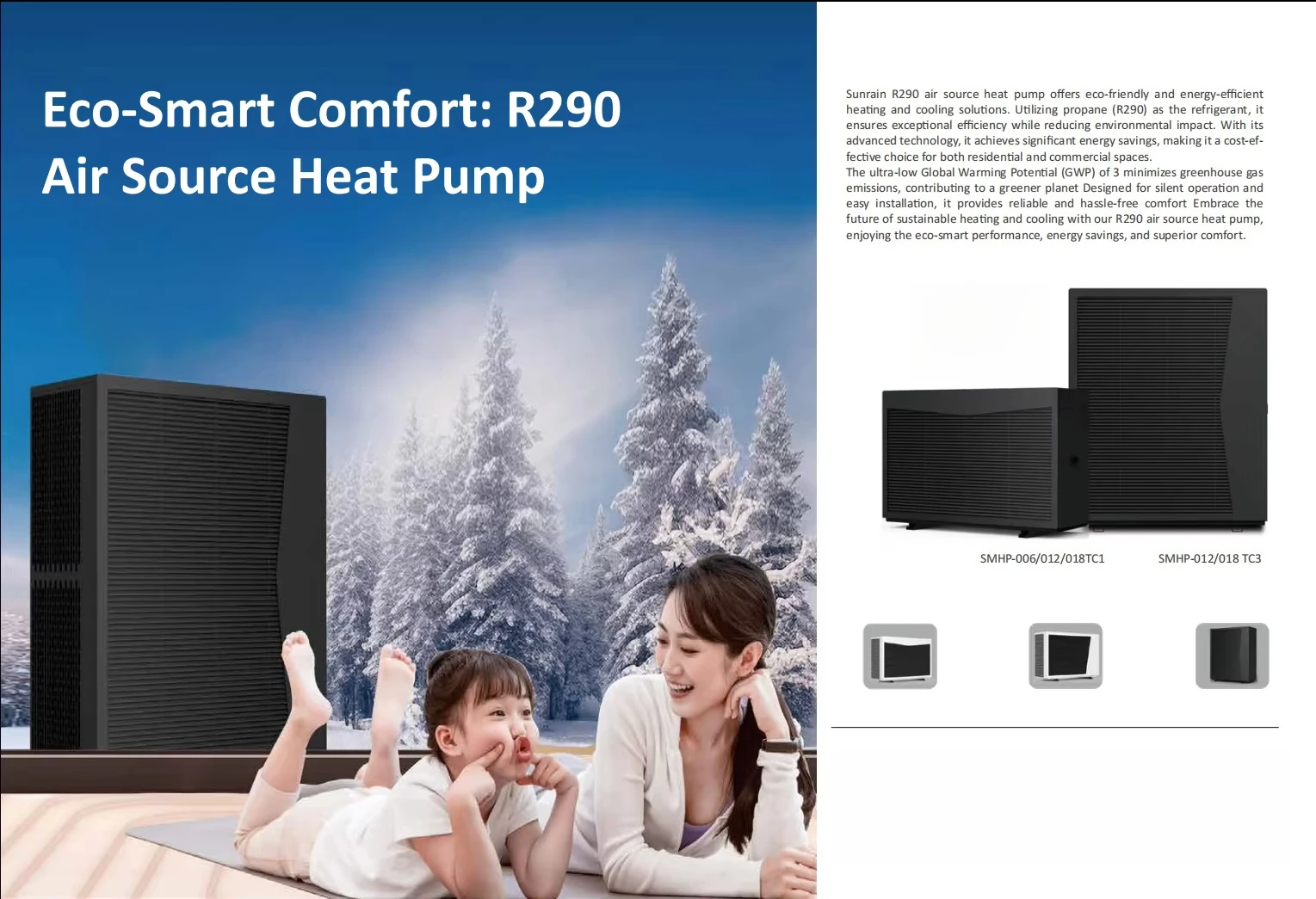 6KW 12KW 18KW DC Inverter Monoblock WIFI Smart Control Heating Cooling Hot Water Air Source Heat Pump