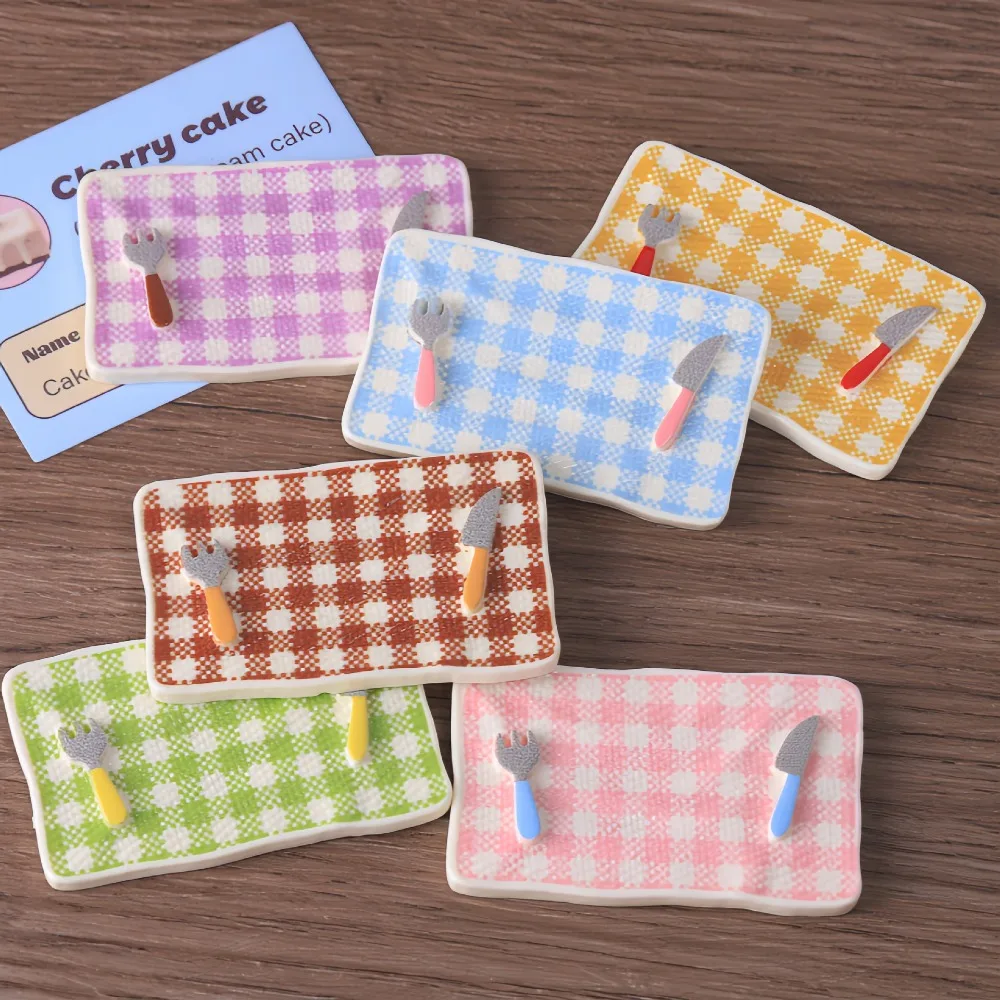 Resin Miniature Plate Set Tiny Tableware Cutlery Napkin Micro Landscape Decor Dollhouse Food DIY Craft Fridge Magnet Material