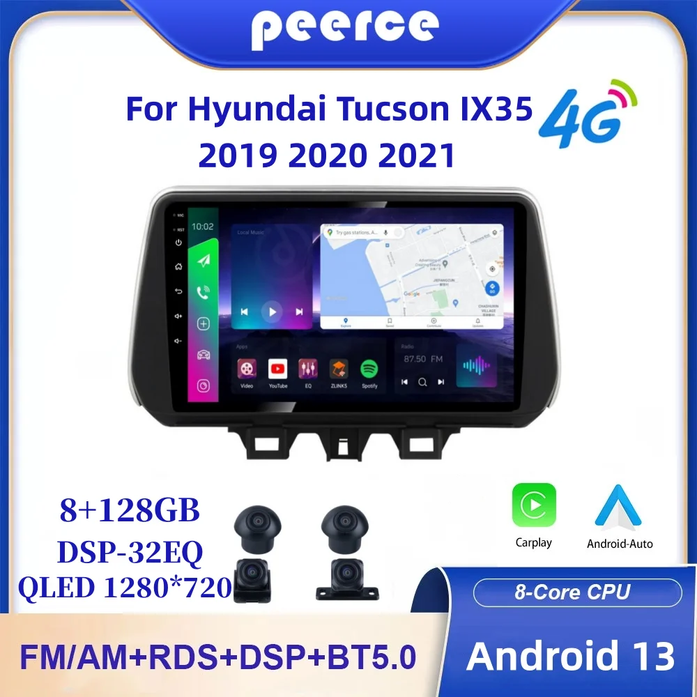 Android 13 for Hyundai Tucson 2019-2021 Multimedia Car Android 9 Inch Carplay Head Unit GPS 4G WIFI Auto QLED 8G 128G 360 Camera