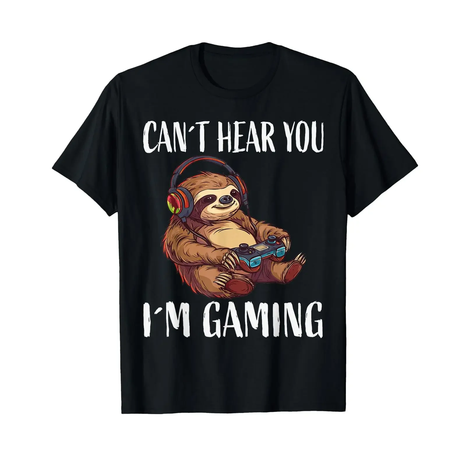 Sloth Gamer T Shirt with German Text 'Ich kann Dich Nicht hören ich Spiele' vintage Washed streetwear Casual Stretched Slightly