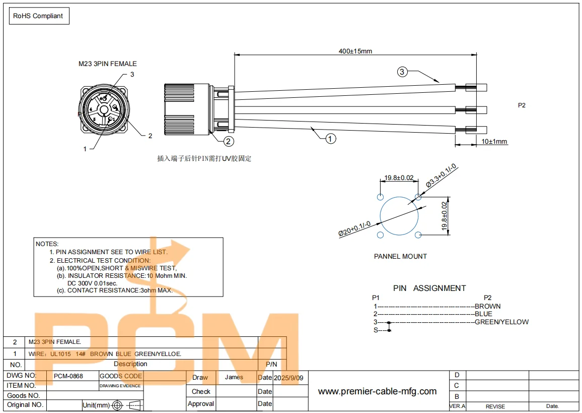 M23 Power-Buchsenstecker für offenes Kabel mit Flanschmontage für Servomotor, CNC-Maschine, Sensor, Aktuator, Industrieautomation – Detail 3