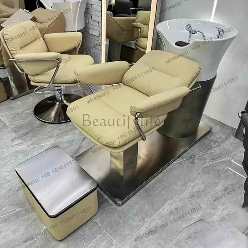LSComfortable Ergonomic Hair Shampoo Bed Modern Trendy Simple Portable Shampoo Bed Fashion Lounge Cadeira De Barbearia Furniture