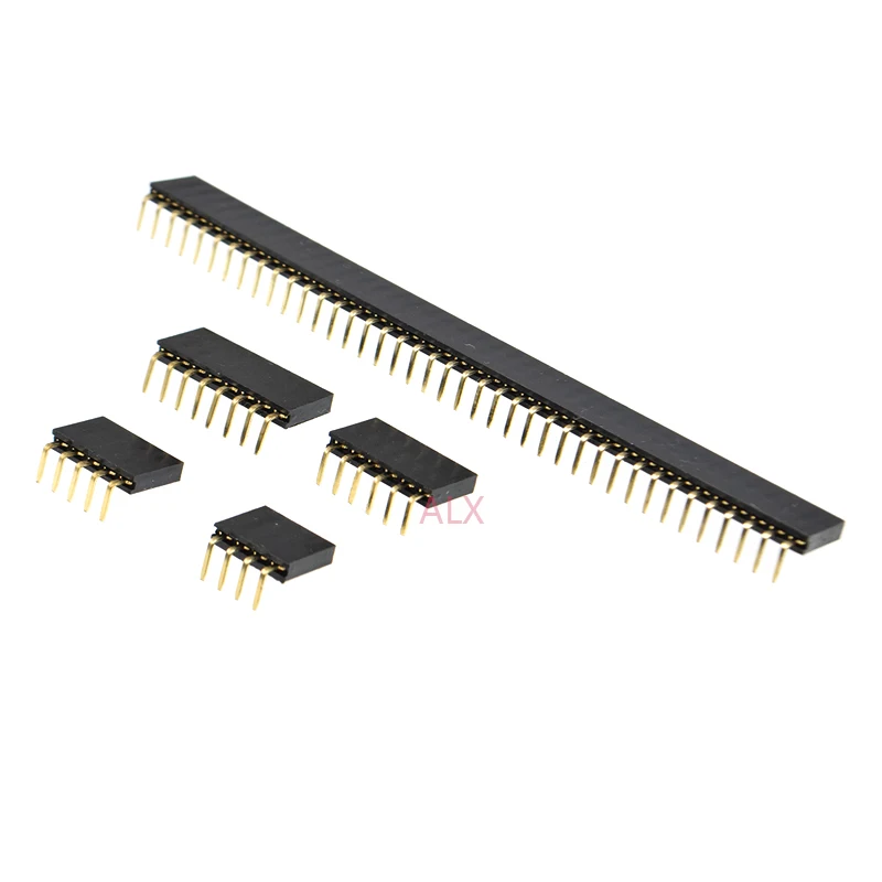 10pcs 1x/2/3/4/5/6/8/10/40 Pin Single Row Right Angle Female Pin Header 2.54mm Pitch Strip Connector Socket 3p/4p/6p/8p/20p/40p