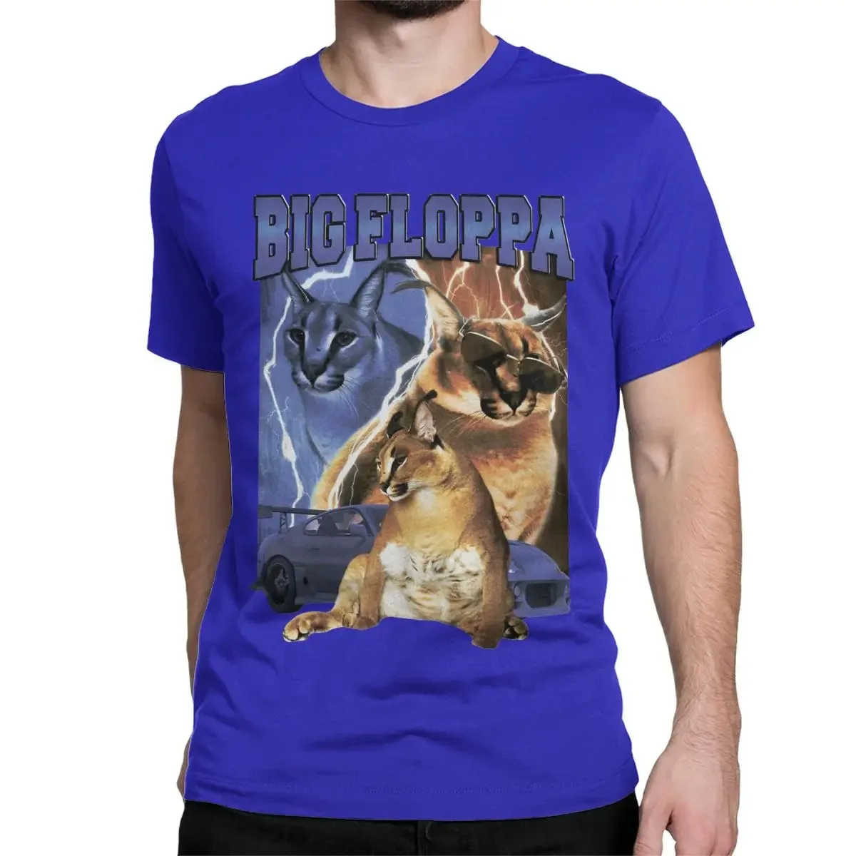 Men Women\'s BIG FLOPPA VINTAGE RAP Cat Meme T Shirts Big Floppa Pure Cotton Clothing Unique Short Sleeve Tees Gift Idea T-Shirts