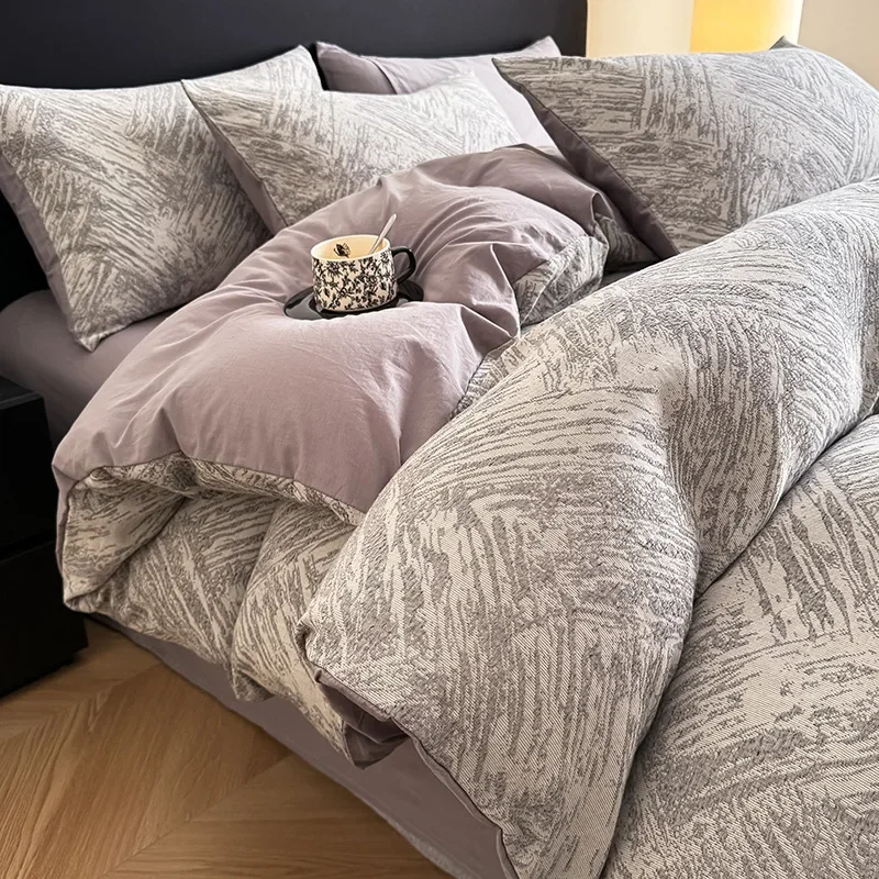 Customizable light luxury cotton three-layer yarn four-piece set
