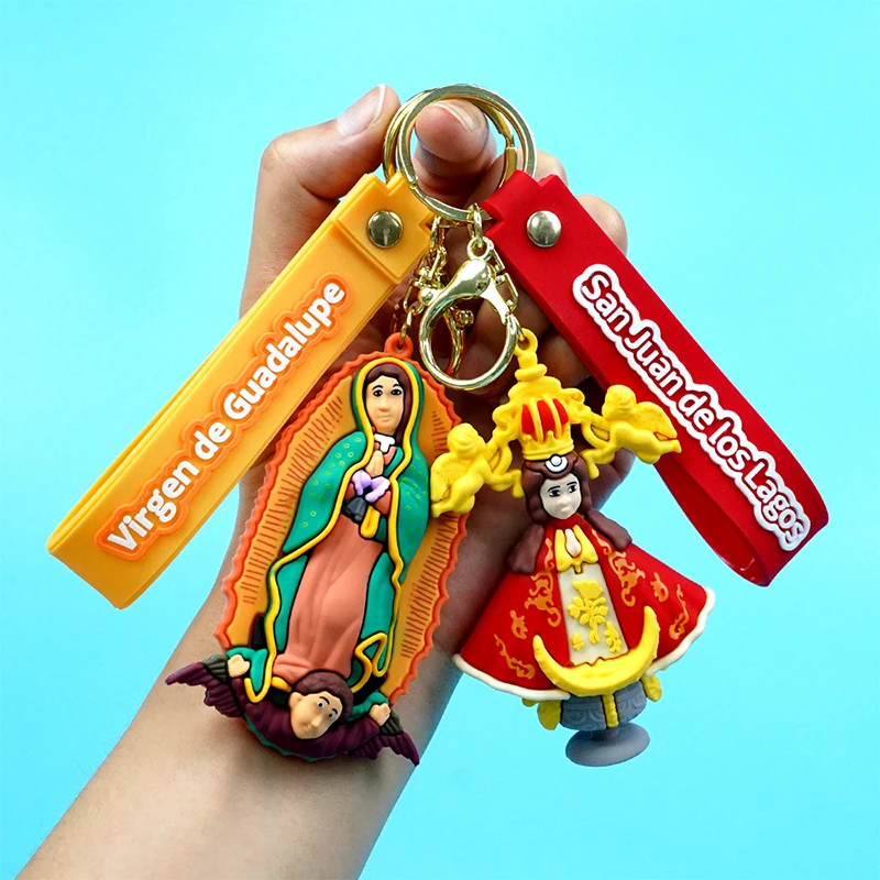 Creative Jesus Doll Keychain Silicone Anime Keyring Charm Bag Pendant for Women Men Car Backpack Key Holder Jewelry Friends Gift