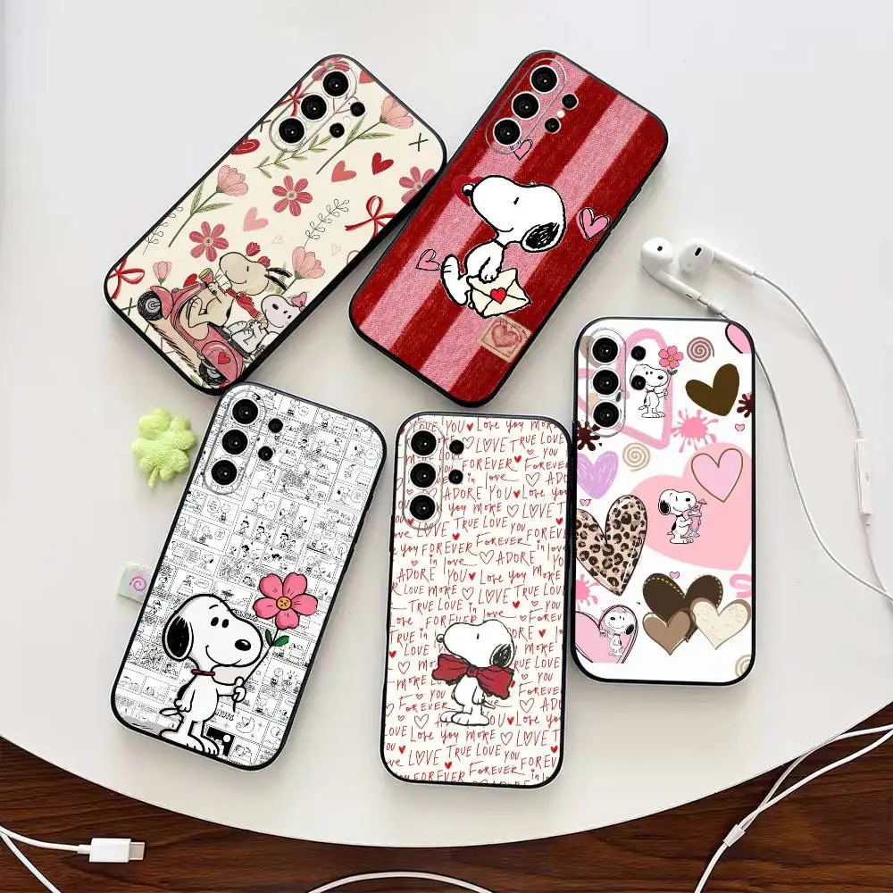 Cute Cartoon Gift S-Snoopys  Phone Case For Samsung S25,S24,S21,S22,S23,S30,Ultra,S20,Plus,Fe,Note,10,9,5G Black Cover