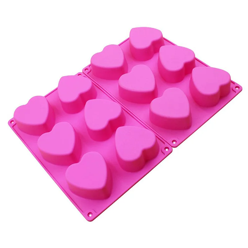 6 Holes Heart Shaped Silicone Mold Chocolate Cake Jelly Pudding Handmade Soap Moulds For Candy Making Art Craft Mould Ice Cube