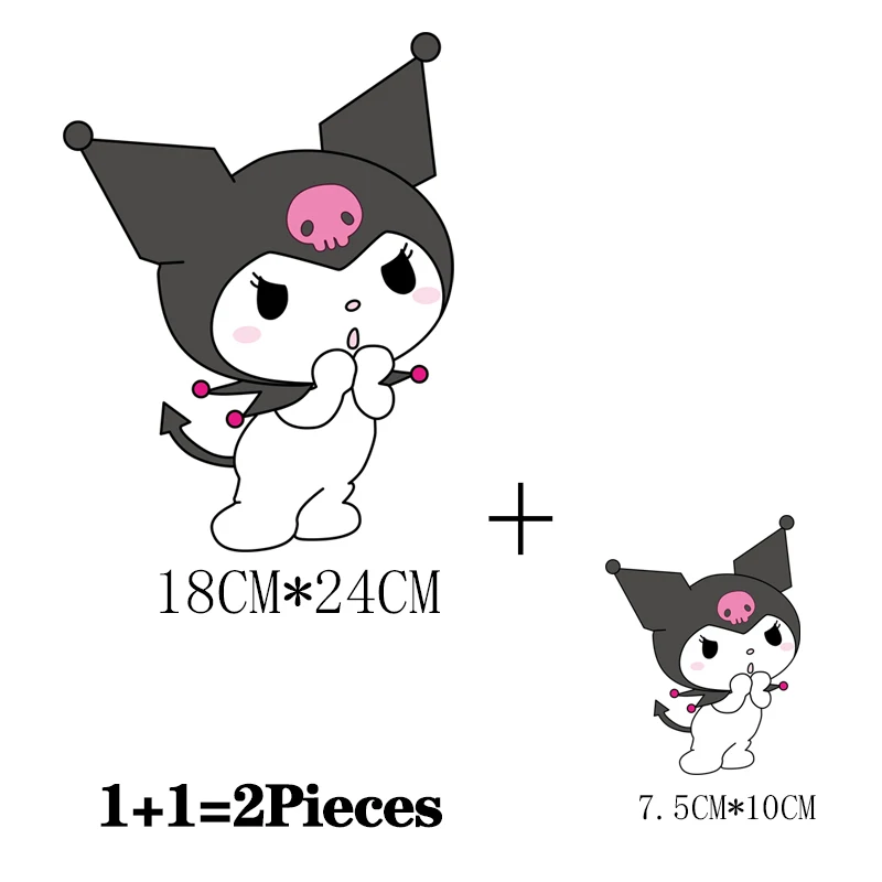 2Pcs/Lot Kuromi Cute Ironing Applications For Children\'s Clothing Kids Iron On Adhesive Thermo Patches Thermal Transfer Stickers