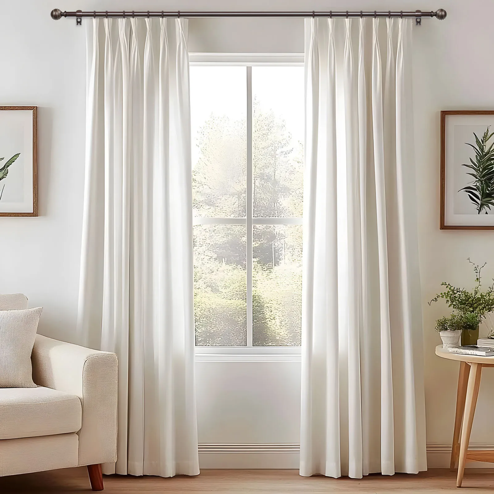 1 Set 5/8 Inch Diameter Double Heavy-Duty Decorative Curtain Rod, Telescoping Single Rod with Reticulated Ball Finials, 28 to 120 Inches
