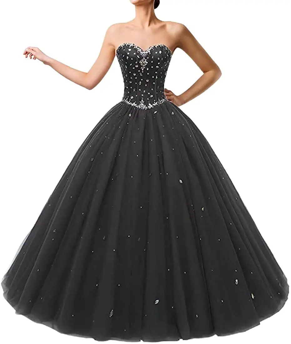 Charmingbridal Schatz Perlen Ballkleid Quinceanera Kleider Tüll Lange Prom Geburtstag Party Kleider für Jugendliche Debütantin Kleid