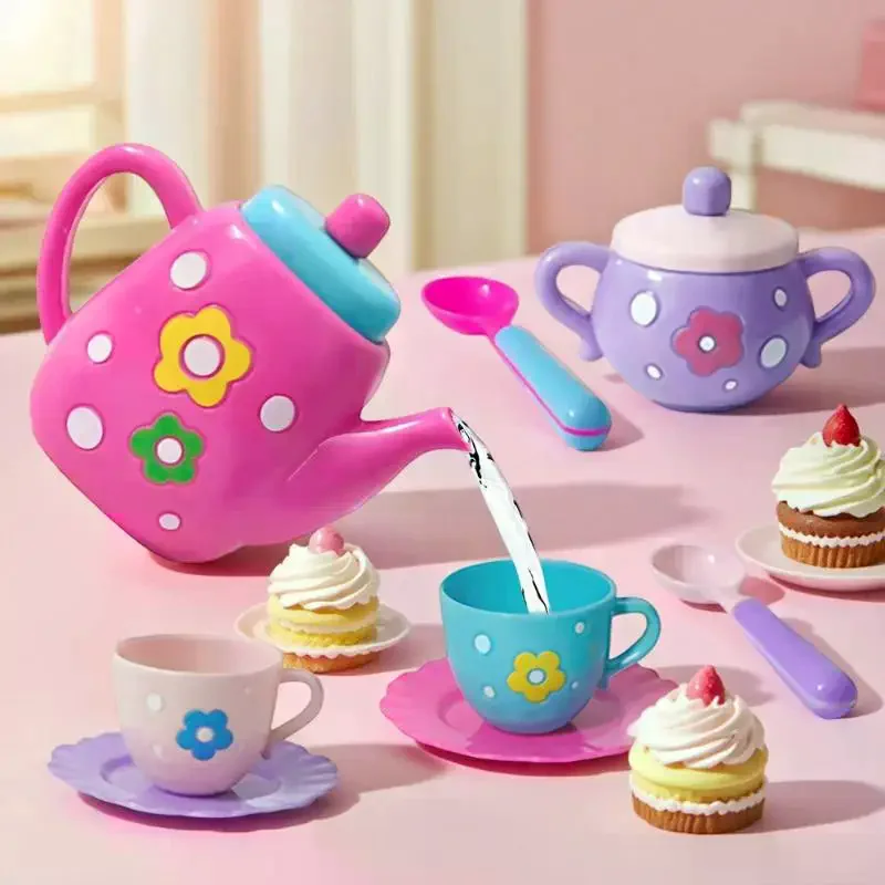 Kindertheeservies Fantasiespelspeelgoed - Simulatie Theepot Theekopje Keukenaccessoires Afternoon Tea Speelset voor jongens en meisjes Verjaardagsgif
