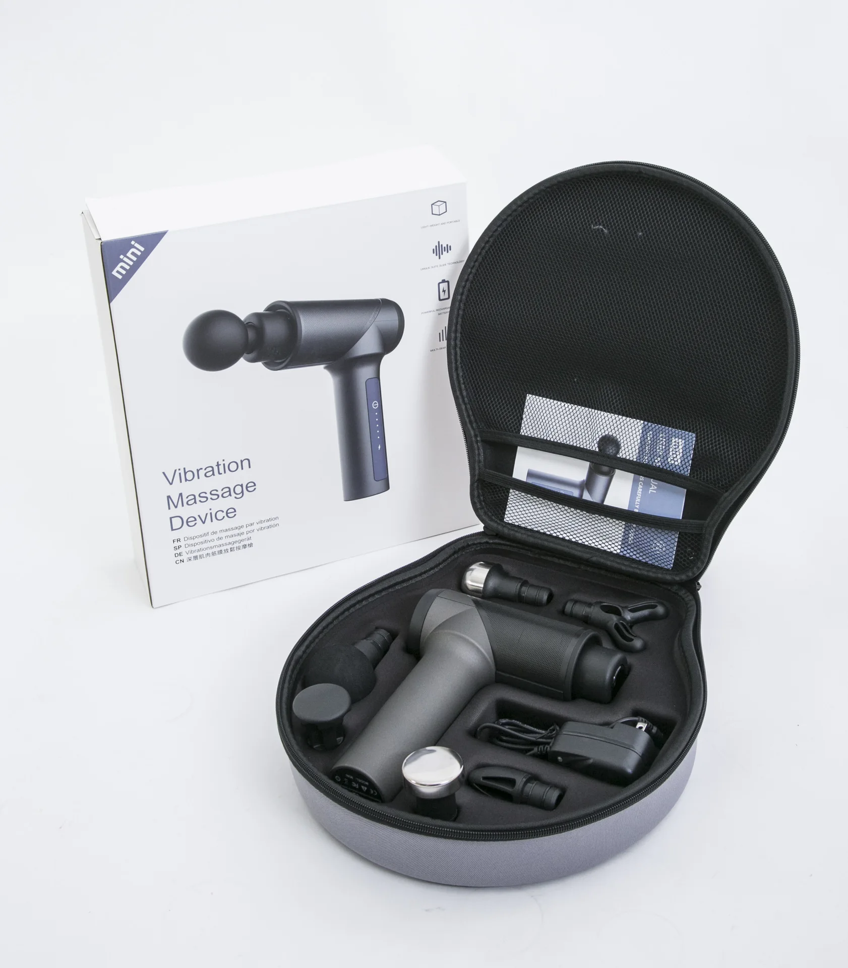 MINI Massage Gun Deep Physical Therapy for Pain Relief Sports Drill Portable Super Quiet Brushless Motor, Silver