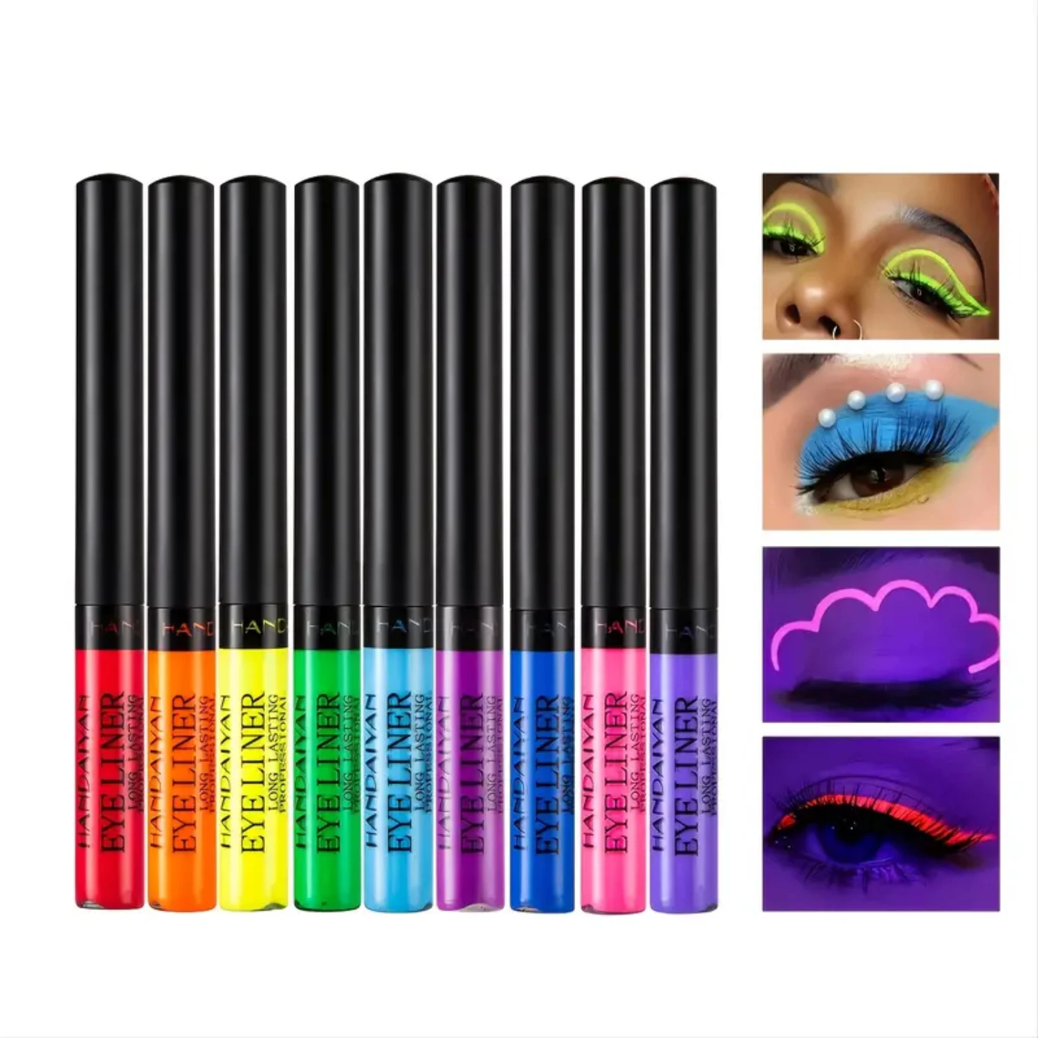 Eyeliner liquido opaco colorato - Eyeliner fluorescente arcobaleno ad asciugatura rapida - Penna eyeliner impermeabile vibrante per apparecchi di precisione