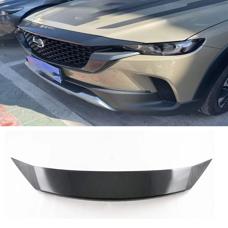 For Mazda CX50 cx-50 2023 2024 ABS Carbon Fiber Car Front Bumper Grille Cover trim Engine hood Trim car moulding protection