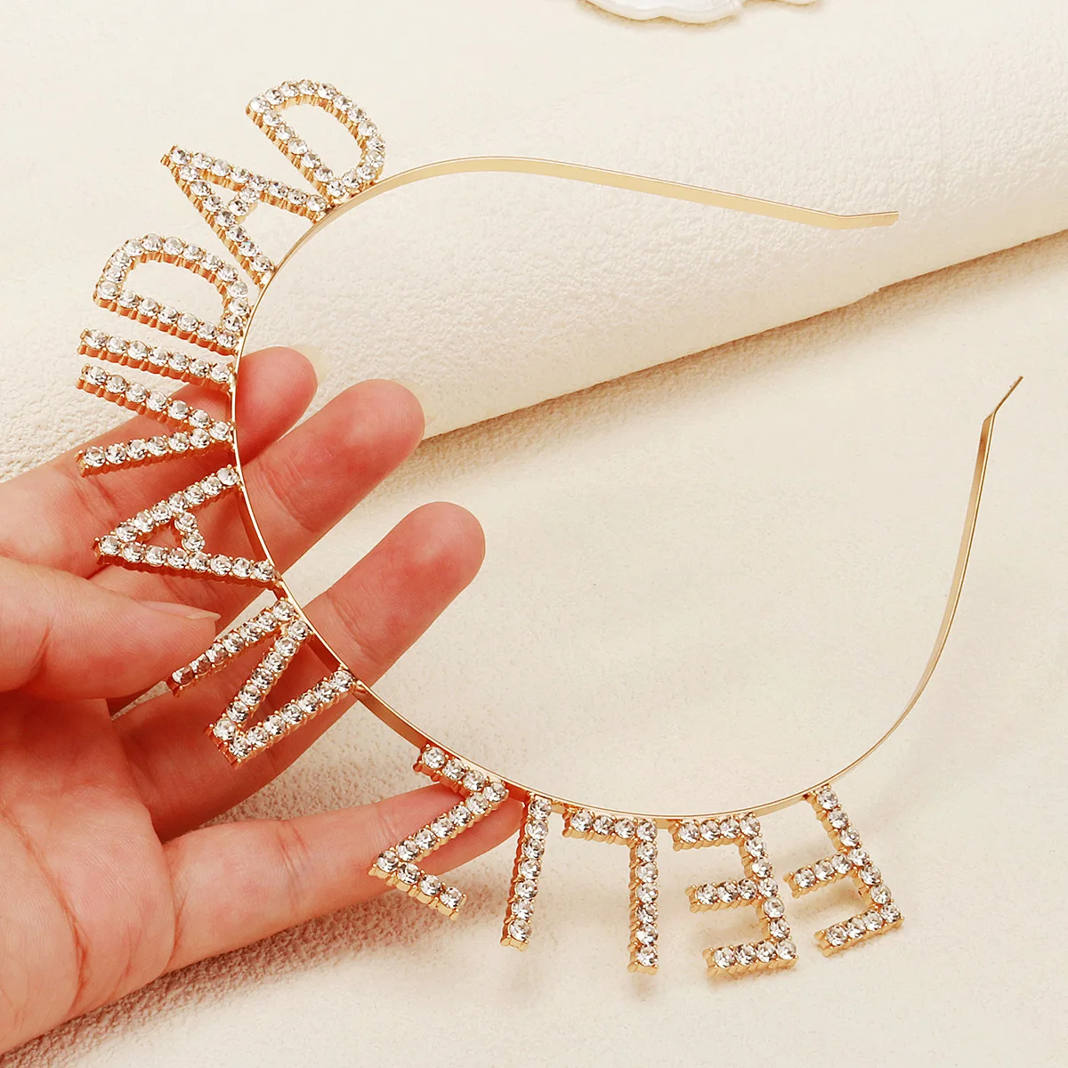 FELIZ NAVIDAD Faixa de cabelo com alfabeto de Natal, strass brilhante, coroa artesanal, tiara, festa, para mulheres e meninas