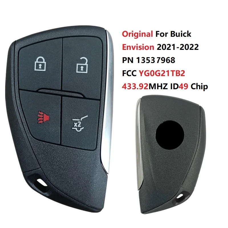 CN013020 Original FCC YG0G21TB2 Smart Key PN 13537968 433.92MHZ ID49 Chip 4 Buton For Buick Envision 2021-2022