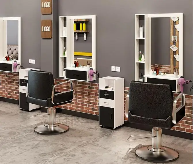 Barber shop mirror platform net red hair salon integrated mirror cabinet hair salon mirror hot dyeing special mirror