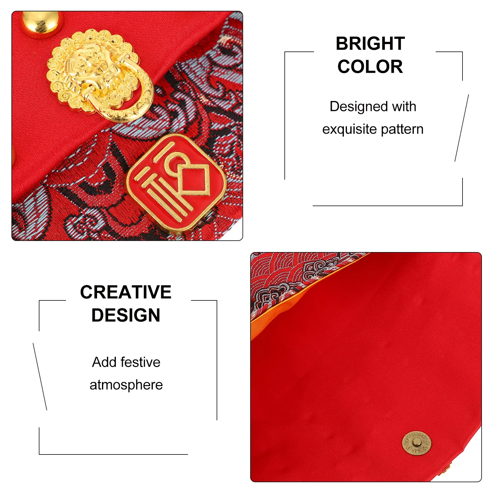 

1Pcs New Year Red Envelope Chinese Style Cloth Red Packet with Festive Design for Lunar New Year Money Gift Traditional Luck