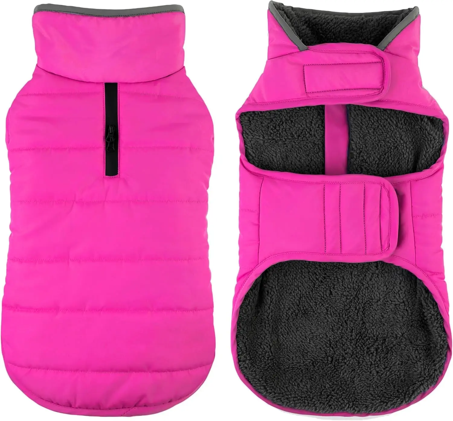 

Водонепроницаемая зимняя куртка для собак со светоотражающим жилетом, регулируемый флисовый свитер для собак малых и крупных пород, розовый цвет
