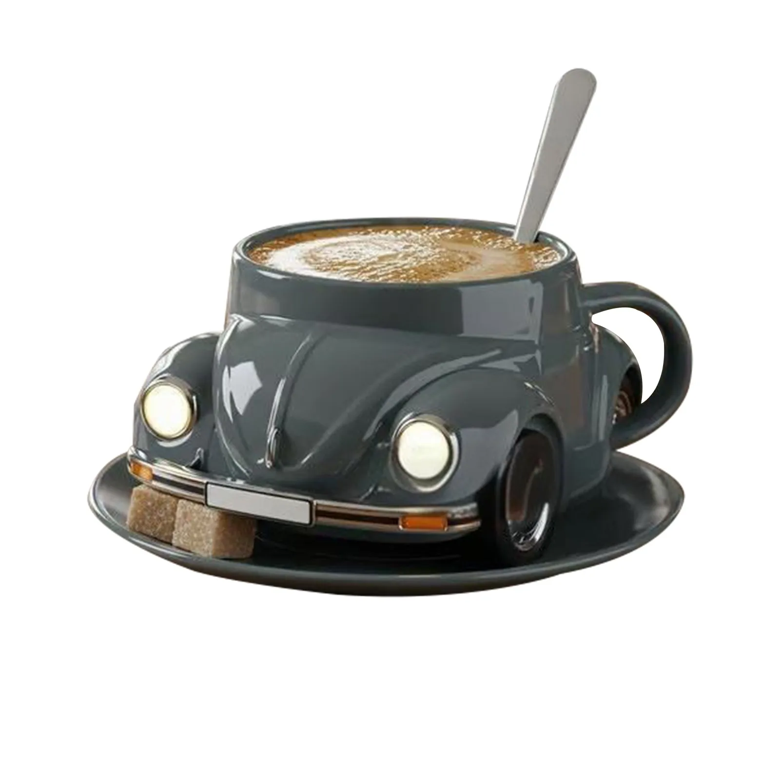 Creative Funny Beetle Shaped Coffee Mug Fashion Unique Handmade Beetle-Shaped Coffee Cup Novelty Car-Shaped Tea Cup for Car Fans