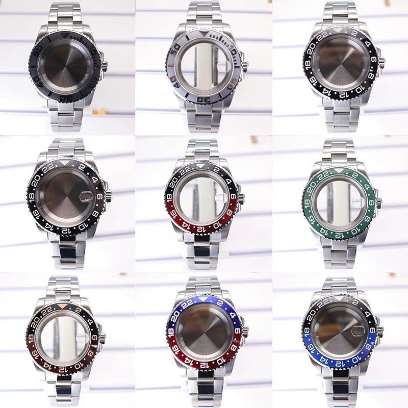 

40mm Watch Case 20mm Strap Ceramic Bezel Sapphire For Nh35 Nh36Nh34 Nh70 Miyota8215 Eta2824 PT5000 automatic movement 28.5mmdial