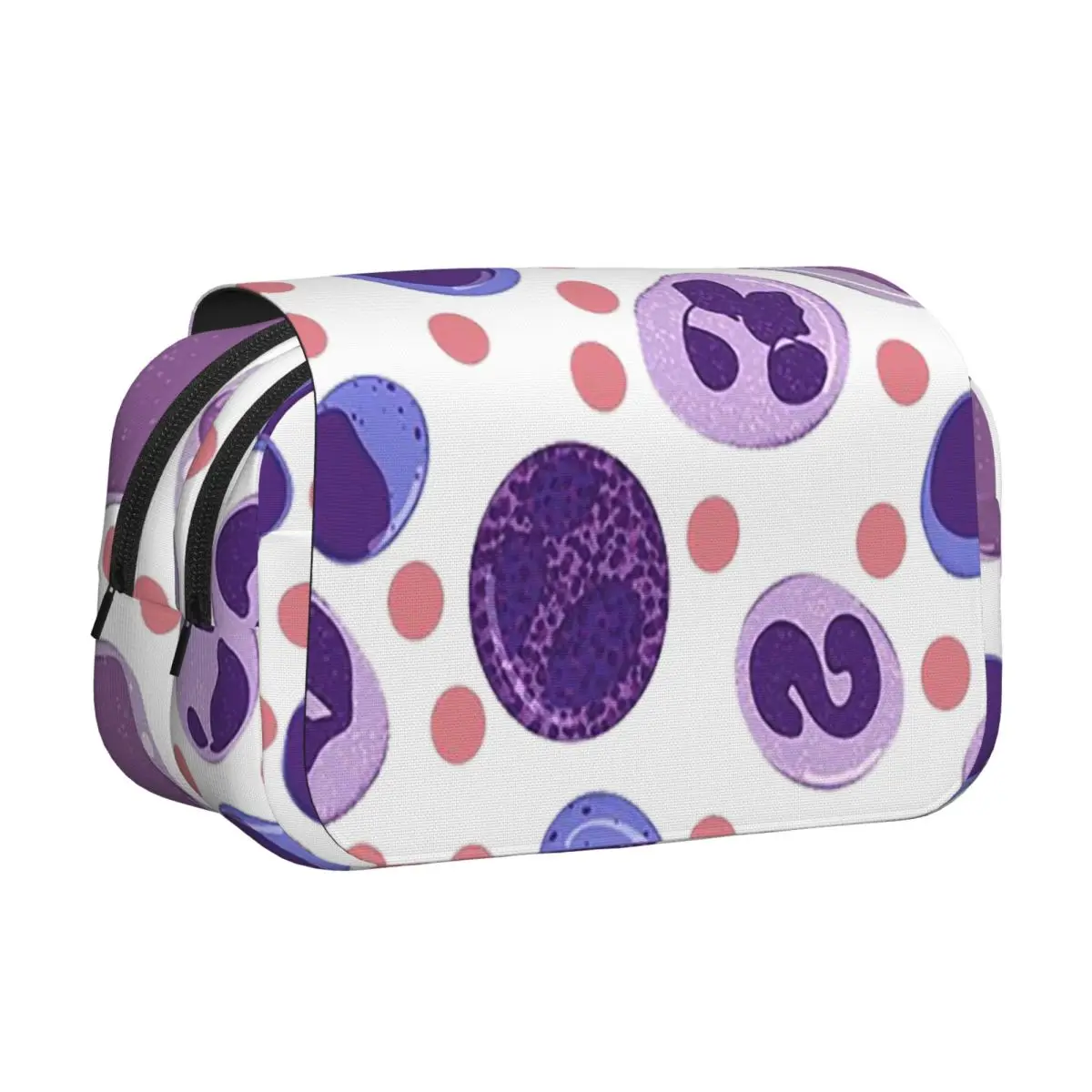 Large White Blood Cell Pattern Pencil Cases Pen Holder Hard Shell Leather Big Capacity Pen Box Pencil Bag for Kids Gifts