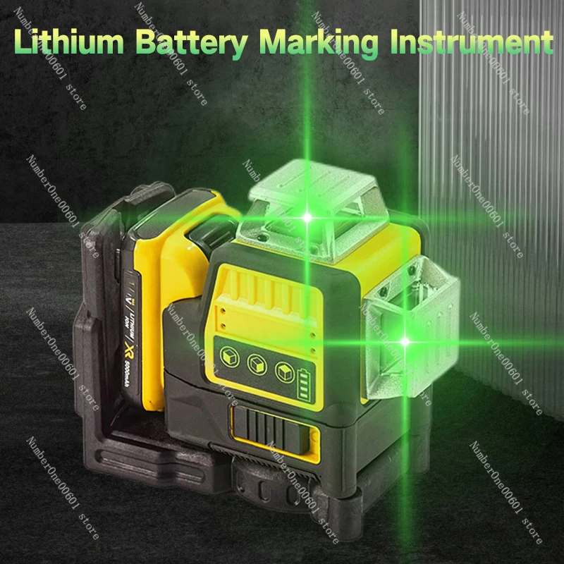 12V Lithium Battery 12-Line Laser Horizontal Green Light Level Gauge Outdoor DW089LG 3 Sides*360 Degrees Vertical