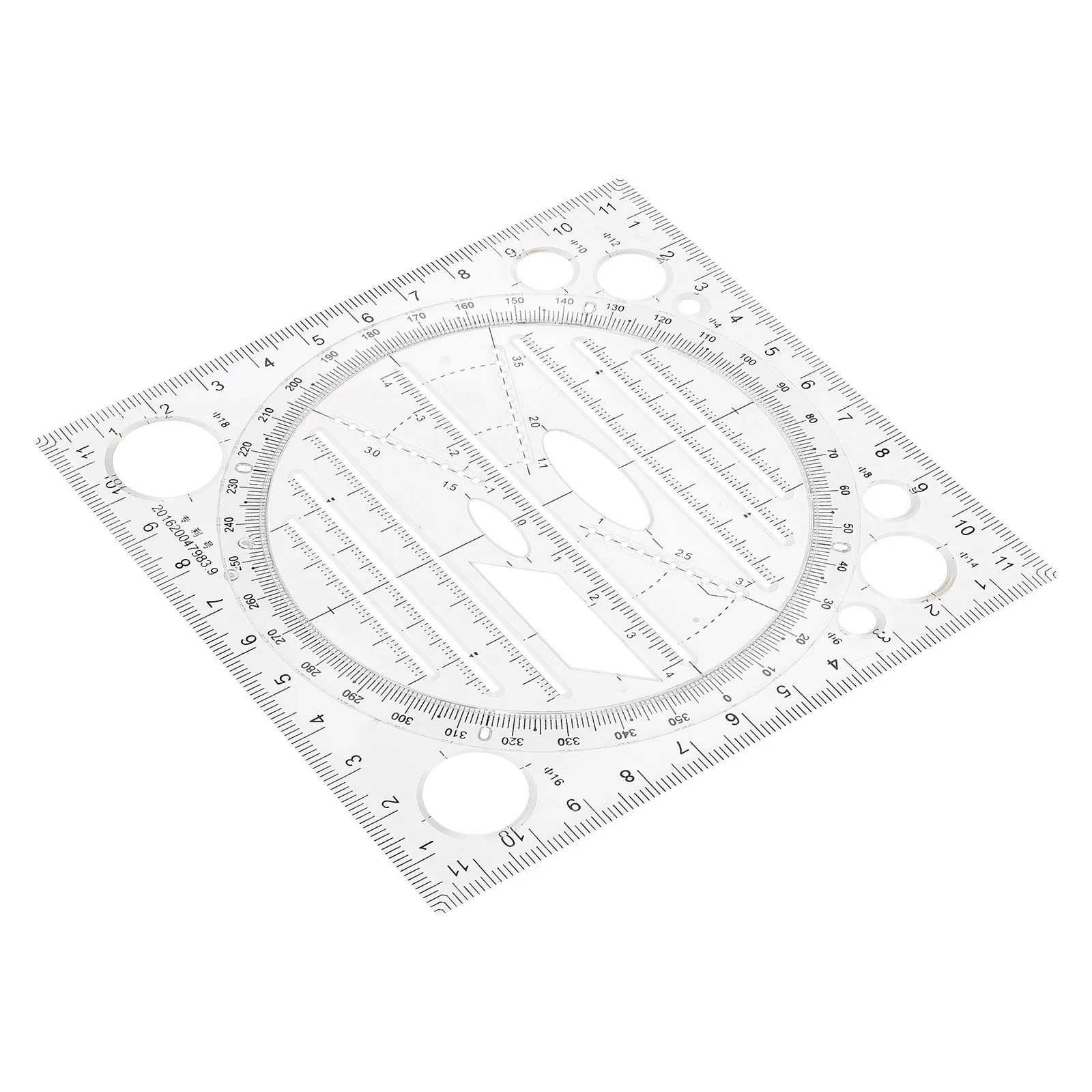 Clear Scale Geometric Drawing Ruler Premium Plastic Precision Measuring Tool Students Stationery Drawing Template Home Office