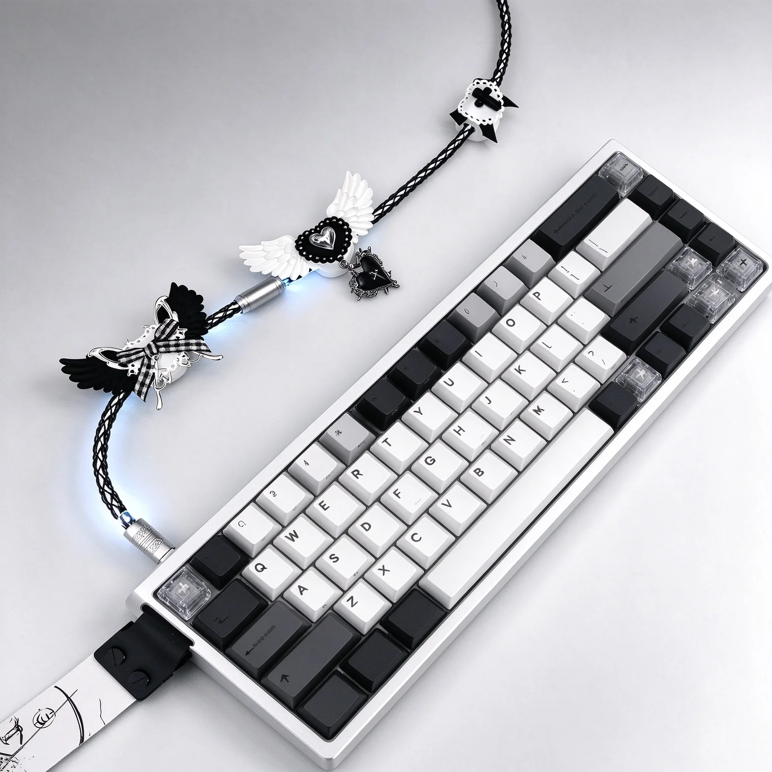 8k Rgb Aviator Cable Black White Gothic Handmade 1.3m Full-segment Glow Magnetic Axis Mechanical Keyboard Cable Desk Setup Decor