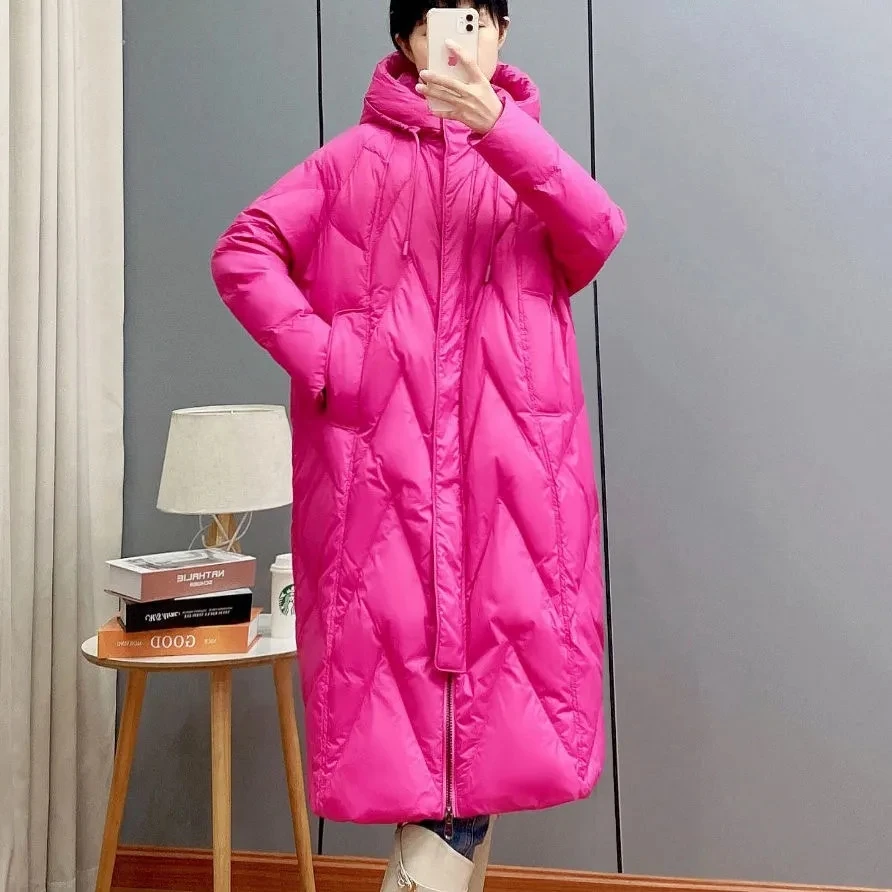 Oversized Winter Jacket Womens Chic Vintage Down Cotton Jacket Coat Thicken Warm Cotton Coat Windproof Hooded Puffer Parkas Coat