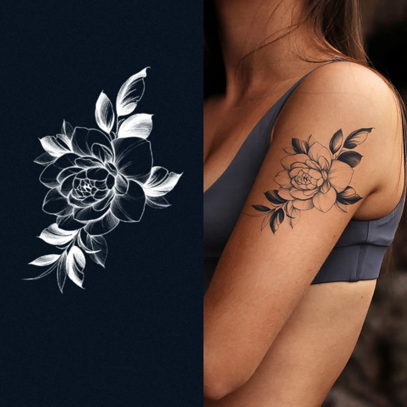 

1pc Creative Sketch Flower Temporary Tattoos Sticker Waterproof Simple Flower Sternum Stick Tattoo Stick for Women Men Body Art