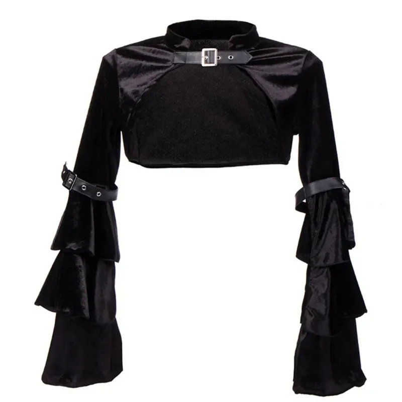 Adult Gothic Steampunk Shrug Shawl Costume Velvet Long Sleeve Bolero Halloween Carnival Party Cosplay Fancy Dress