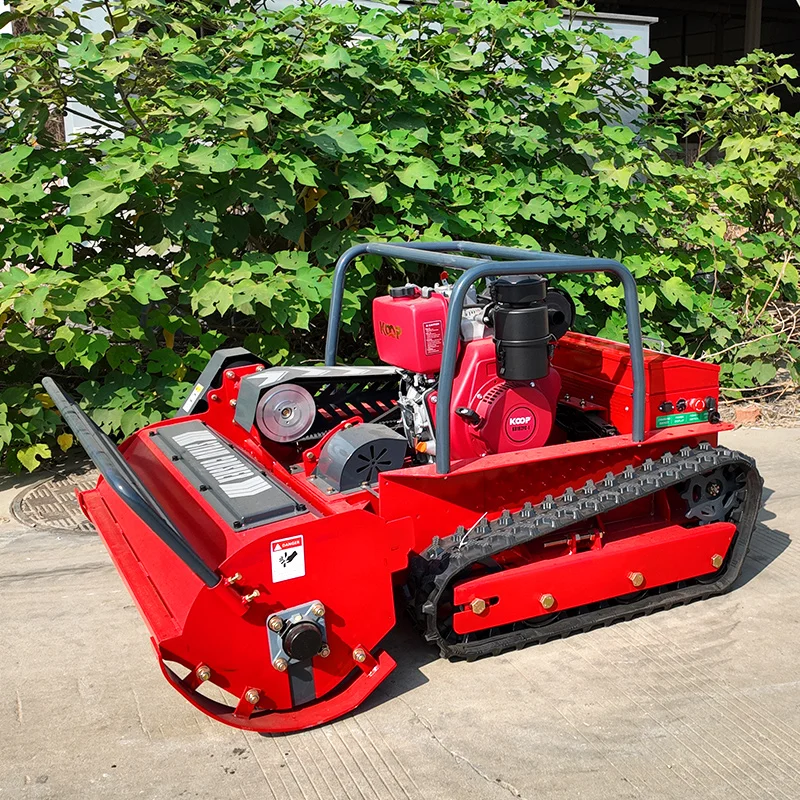 ที่กําหนดเอง 4 จังหวะอุตสาหกรรมเกษตรเครื่องตัดหญ้าไฟฟ้ารีโมทคอนโทรล Flail ไร้สายไฮดรอลิก Greening สําหรับฟาร์ม Garden