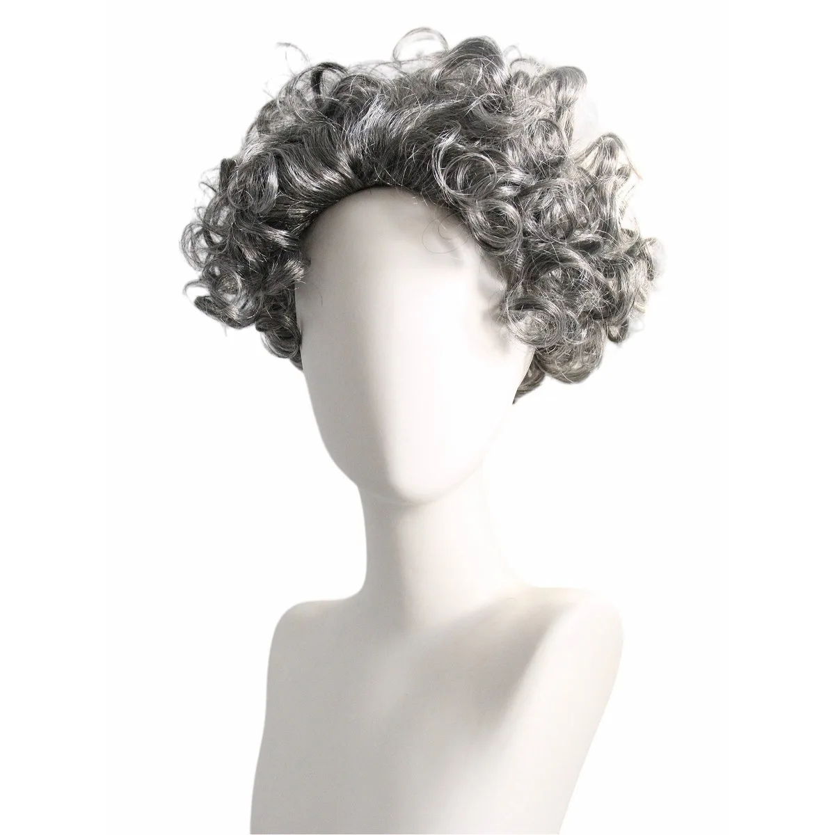 Gray Short Curly Wig for Elderly Women, Natural Synthetic Hair for Grandma Costume, Cosplay, Stage Performance and Party Looks