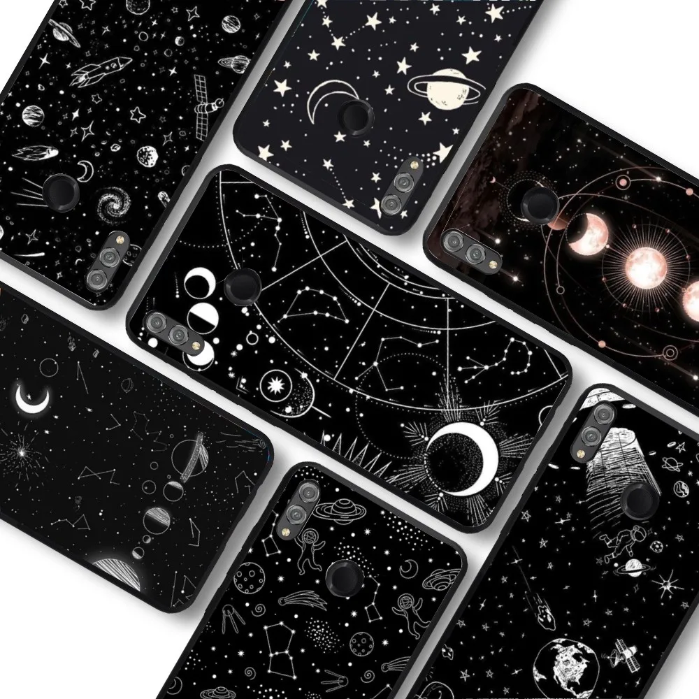 Céu espaço planeta lua estrelas caso de telefone para huawei honor 10 lite 9 20 7a 9x 30 50 60 70 pro plus capa de silicone macio